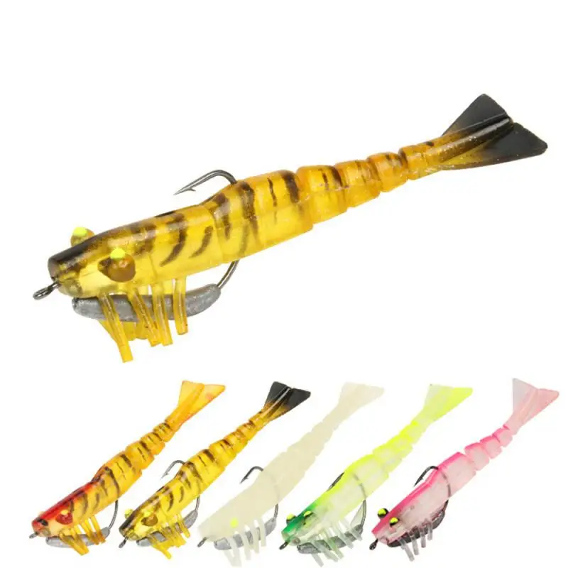 Artificial Soft Plastic Shrimp Lure Jumping Jig 100mm 12g Camarao Prawn Lure Silicone Bait With Hook Sea Bass Fishing Lures