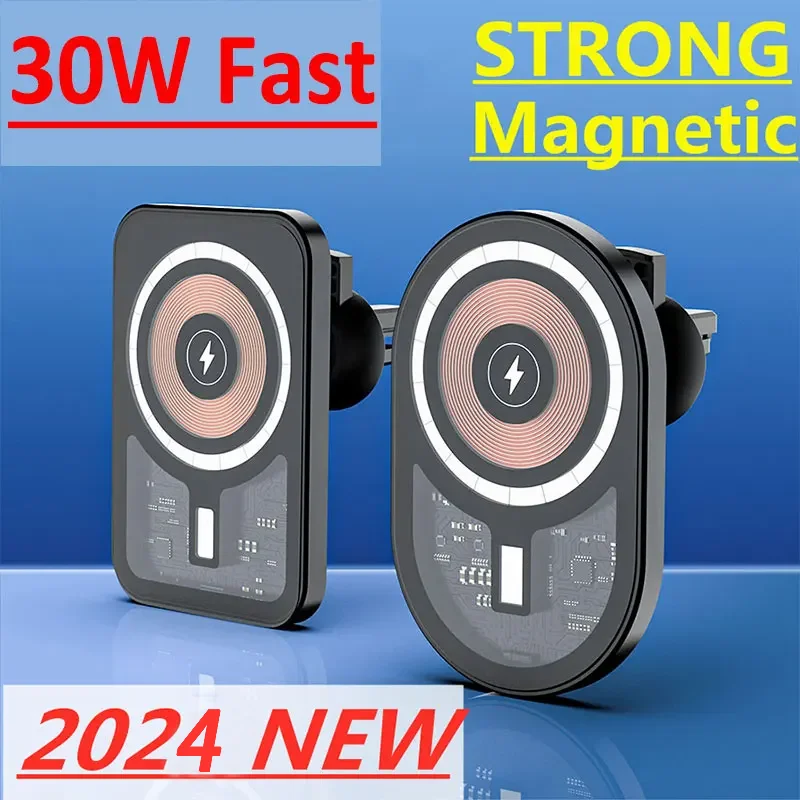 30W Magnetic Wireless Charger Car Air Vent Stand Phone Holder Mount Fast Charging Station For iPhone 12 13 14 Pro Max macsafe