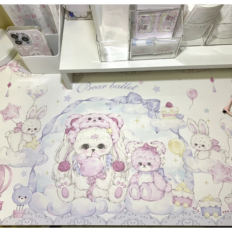 لطيف الدب Kawaii ماوس بولي Leather الجلود مقاوم للماء طاولة طعام سطح المكتب حصيرة لطيف الثانوية يوان مكتب لعبة لوحة المفاتيح الكمبيوتر