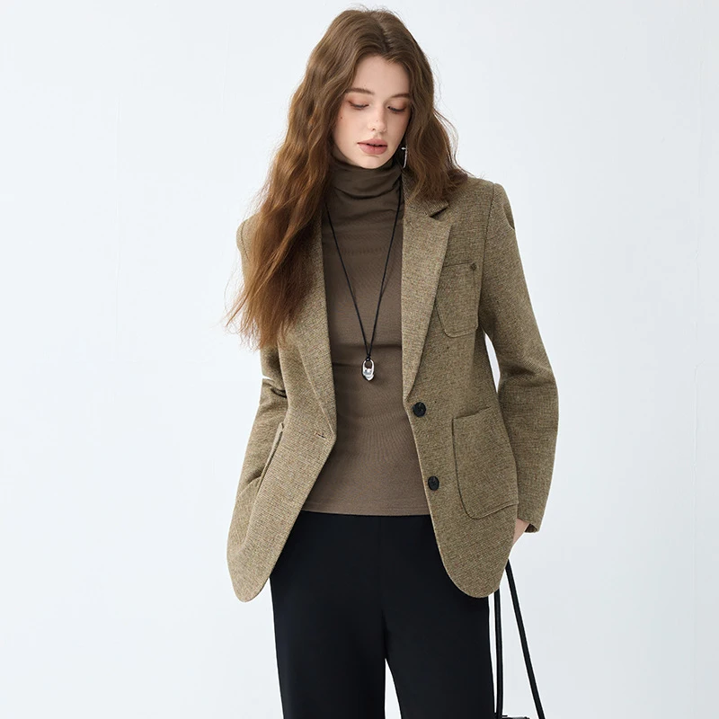 

Women's khaki blazer2025New Spring and Autumn High-End Casual Professional Style Women's Blazer