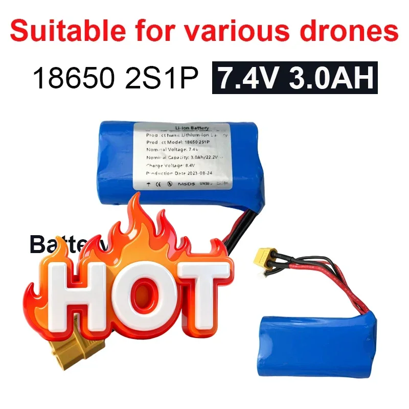 🎠18650 7.4V 2S1P 3000 MAh Lithium-ion Battery Pack, Suitable For Various Drones🛡️