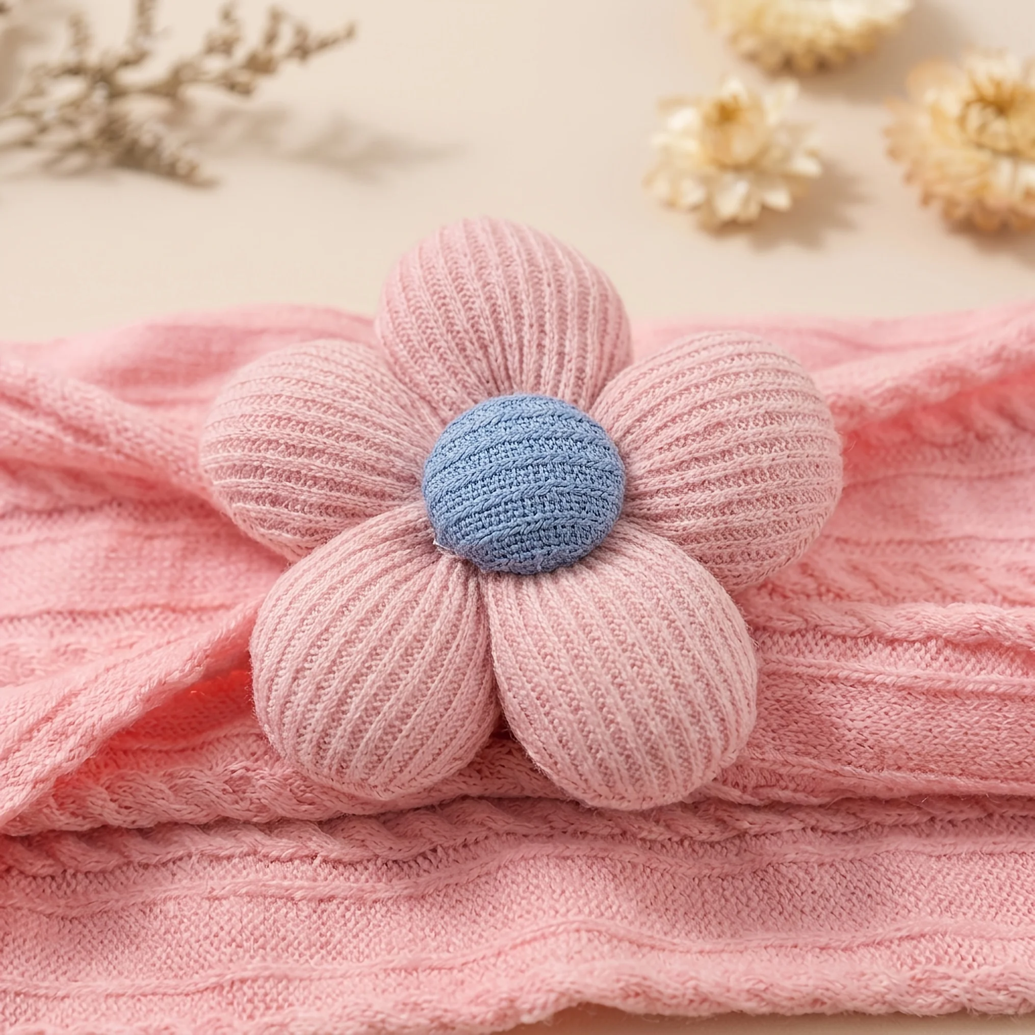 2Pcs/Set Baby Girls Headbands 3D Padded Flower Ribbed Soft Elastic Hair Bands Turban Newborn Infant Toddler Hair Accessories