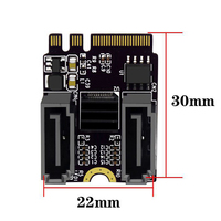 1/2PCS M2 To SATA 3.0 Expansion Card Replacement SSD KEY A + E WIFI M.2 to 2 Port SATA Converter Hard Disk Adapter JMB582 Riser