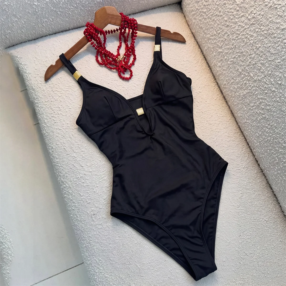 Black 2Pcs Sexy One Piece Swimsuit Women Swimwear Push Up Bikini Female Bandeau Biquini Pants Swim Suit Bathingsuit Beachwear