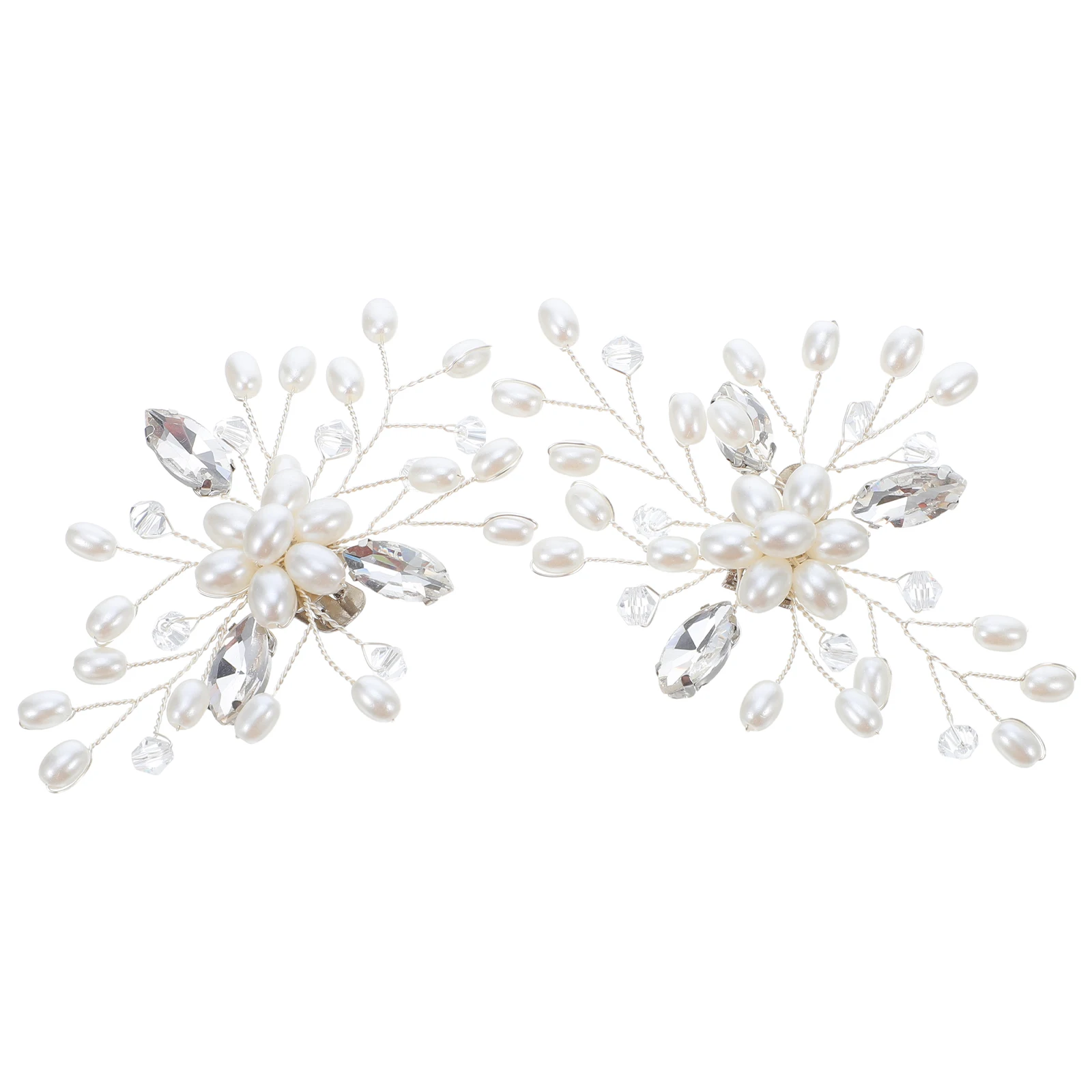

2 Pcs Bridal Shoes Pearl Rhinestone Buckle Wedding Flower Detachable Jewelry Charms Fashion Women Clips White Pearls Miss