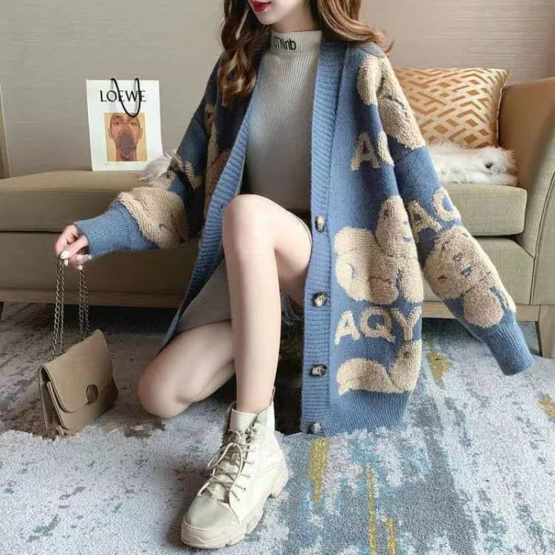 Autumn/Winter Sweater Coat Women\'s 2023 New Korean Version Loose and Lazy Style Reduced Age Knitted Cardigan Trend