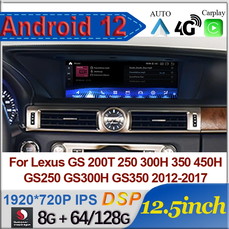 

Android 12 For Lexus GS 200 250 300 350 450 2012-2016 Car Radio 128GB Multimedia Video Player CarPlay Autoradio Stereo