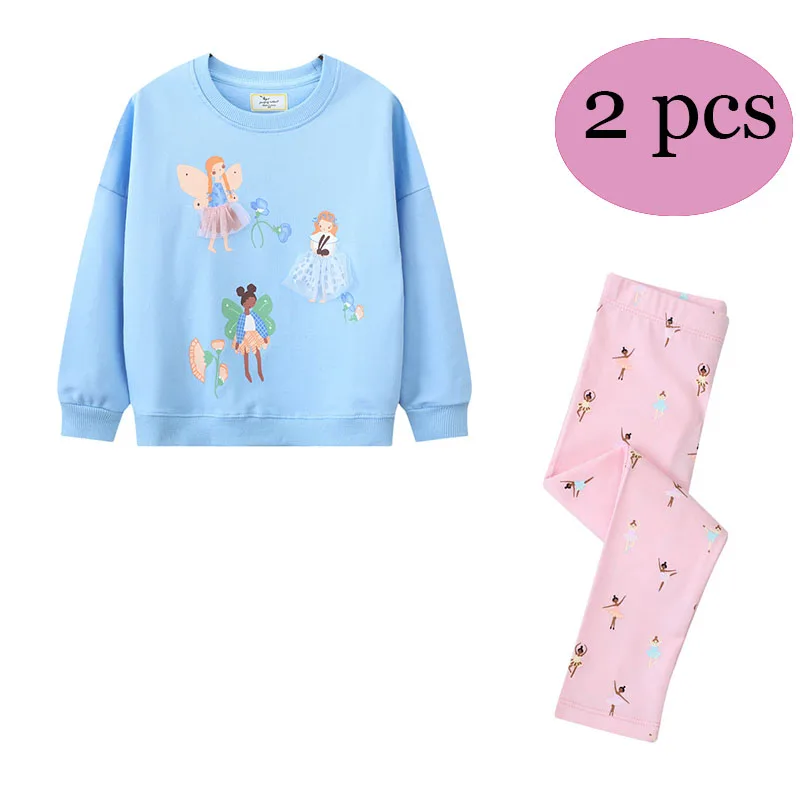 Jumping Meters Fairy Tale Sweatshirts + Leggings Children\'s Clothing Sets Autumn 2 Pcs Suit Kids Outfits Long Sleeve Sets Outfit