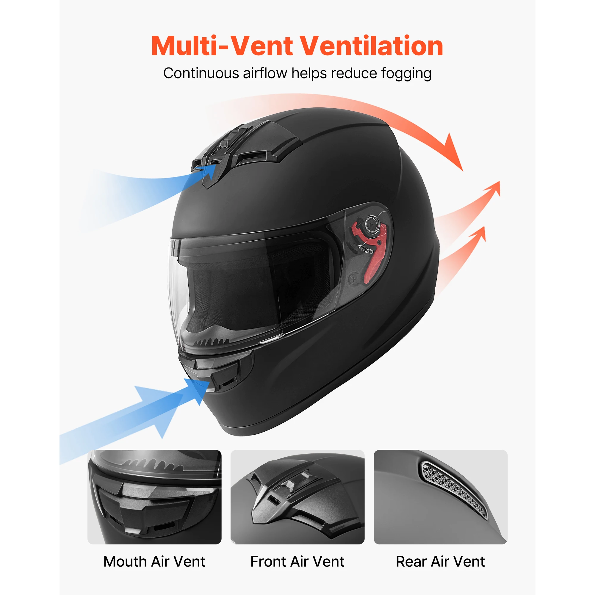 Full Face Motorcycle Helmets, Adult Motocross Dirt Bike Helmet with Clear Visor, Lightweight Comfortable Motorcycle Street Bike Helmet for Men and Women - DOT Approved (M Size)