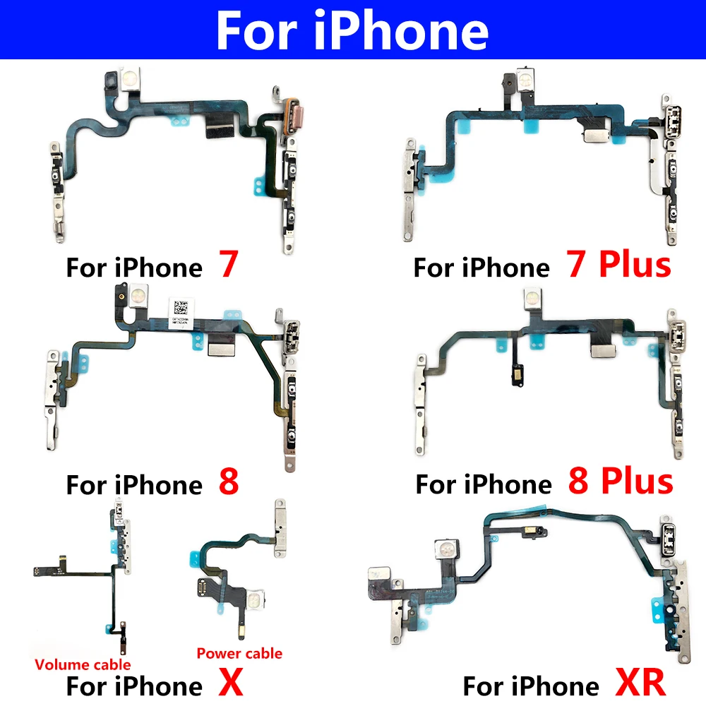 New Mute and Volume Power Buttons key Switch On/Off Flex Cable Mobille Phone Repair Parts For IPhone 7 8 Plus X XR XS Max