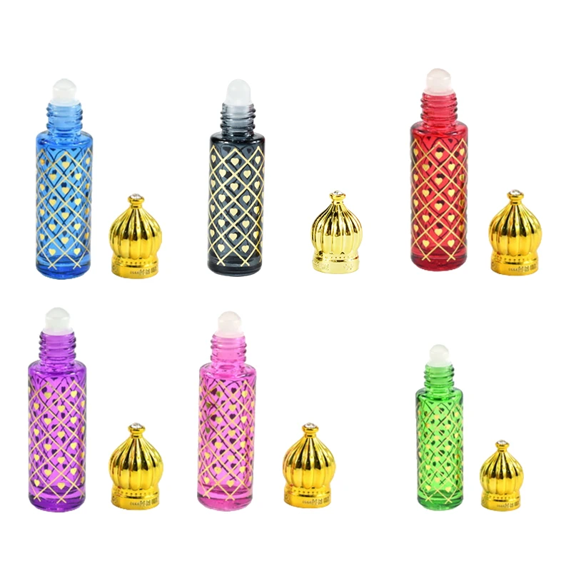 10ml/8ml Multi-color Arabic Essential Oil Bottles Arab Dubai Style Glass Perfume Bottles Retro Luxury Roll on Bottle Container