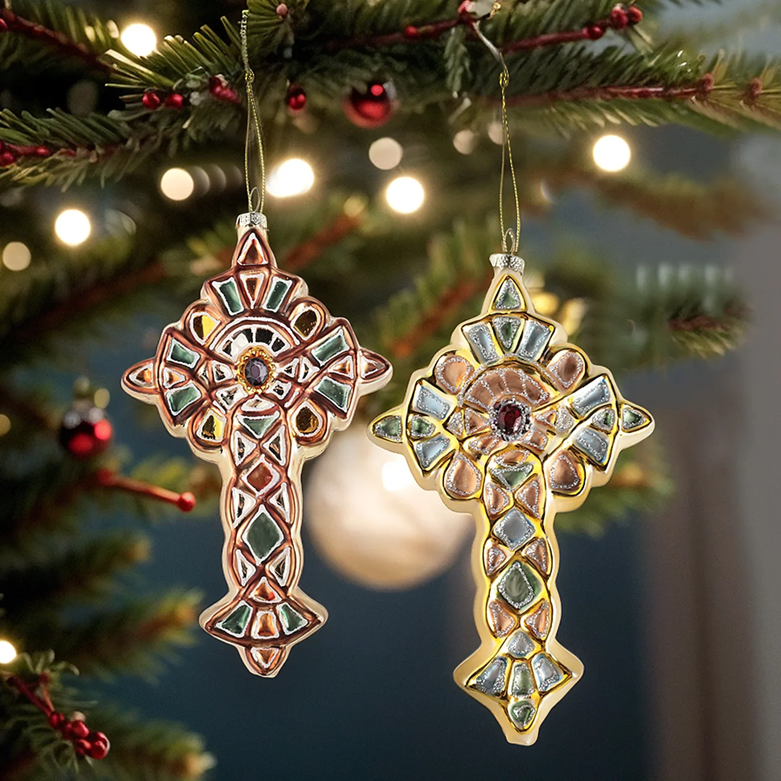 

Cross Christmas decoration pendant, two pieces
