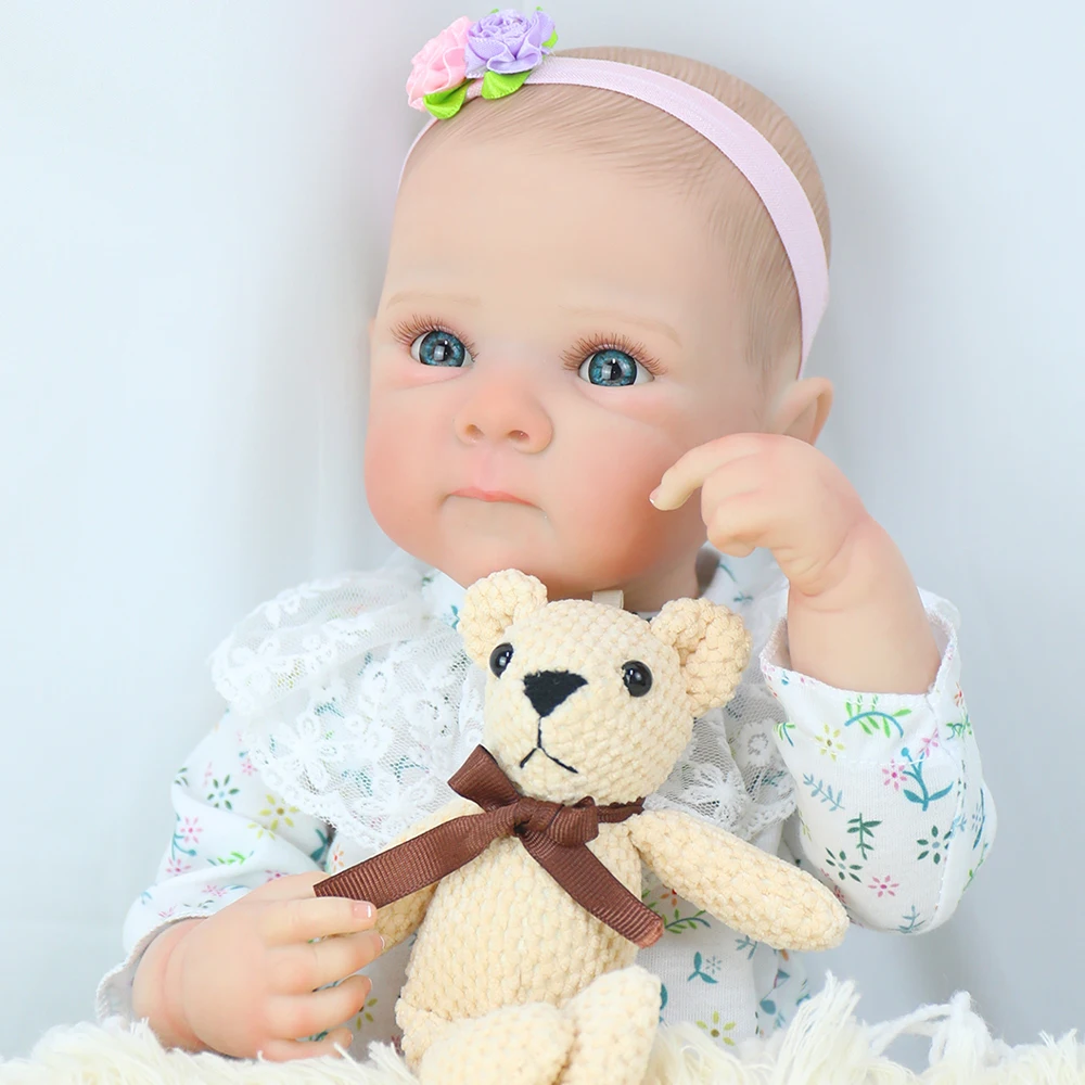 18 بوصة كامل سيليكون الفينيل فتاة قابل للغسل بيتي تولد من جديد دمية طفل مع اليدوية رسمت نابض بالحياة ثلاثية الأبعاد الجلد لفتاة هدية الكريسماس #5