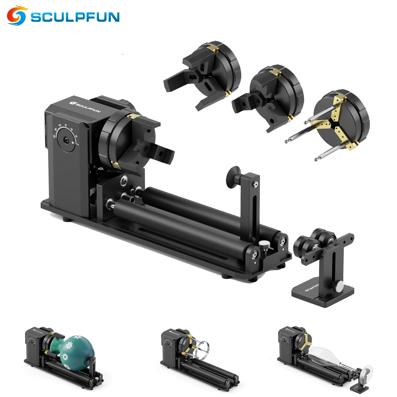 

SCULPFUN RA Pro Max Roller Laser Engraver Y-axis Rotary Module 180 Degrees Laser Rotary Roller for Engraving Cylindrical Objects