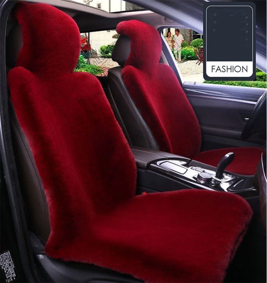 Car Plush Imitation Rabbit Fur Seat Covers Universal Faux Fur Car Seat Covers Winter Warm Mat Protect Automobile Christmas