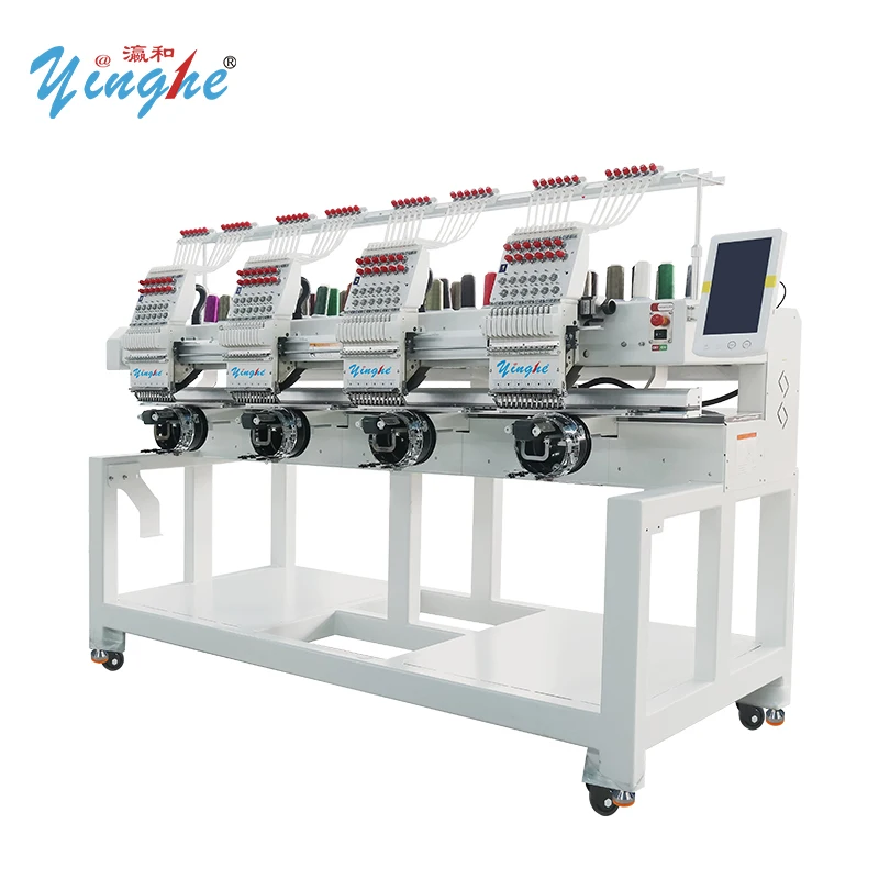 4 Head Computerized Embroidery Machine Automatic Industrial Embroidery Machine For Garment Cap Textile Production 500x450mm Area