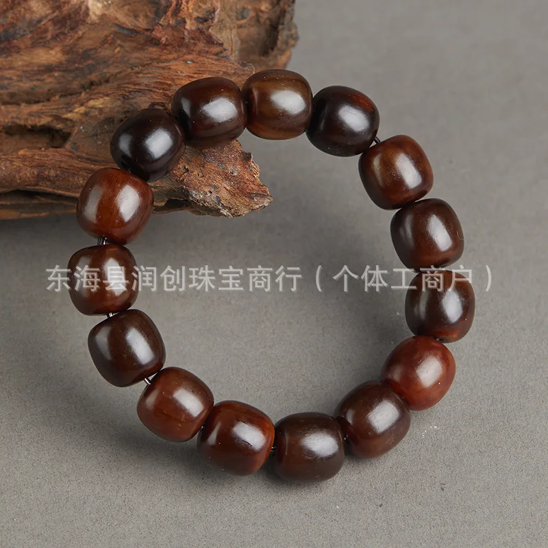 Burgundy Mountain Round Bead Bracelet Unisex Jewelry