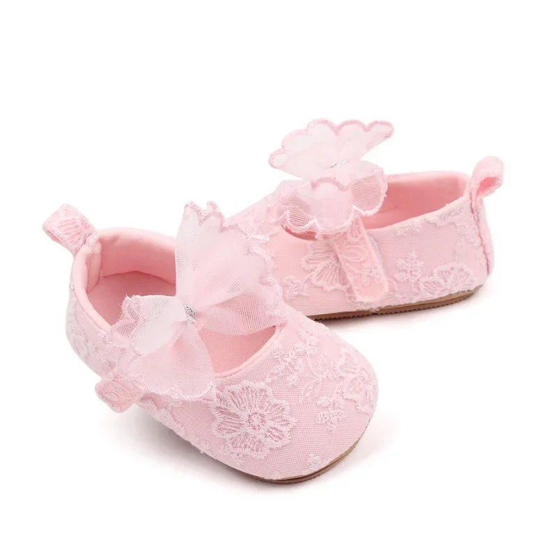 Spring and Autumn New Product Solid Color Mesh Lace Non-slip Soft Sole Baby Step Front Shoes BXC3064