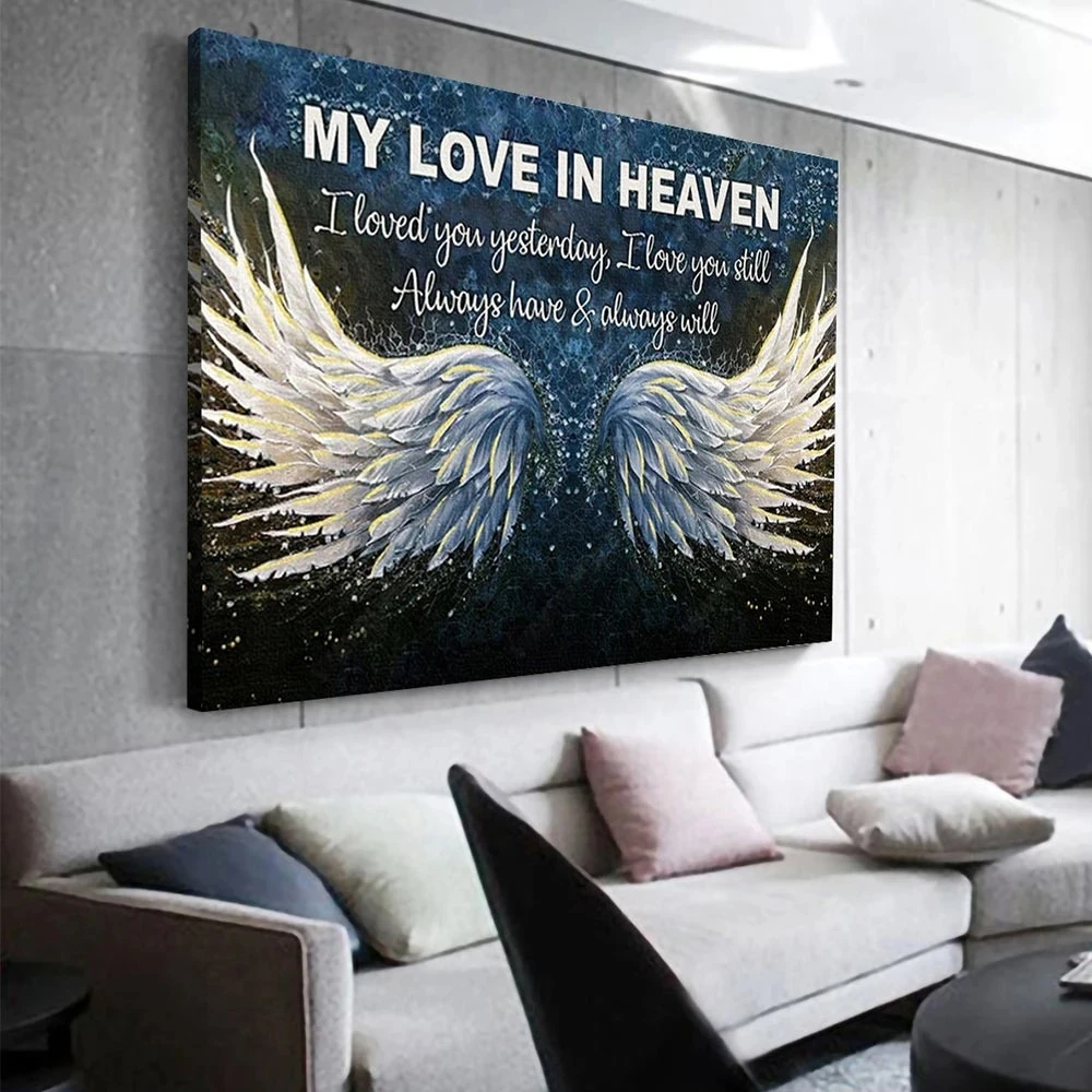 5D Modern Angel Wings Diamond Painting Art My Love Is In Heaven DIY Cross Stitch Kits Full Drill Mosaic Embroidery Home Decor