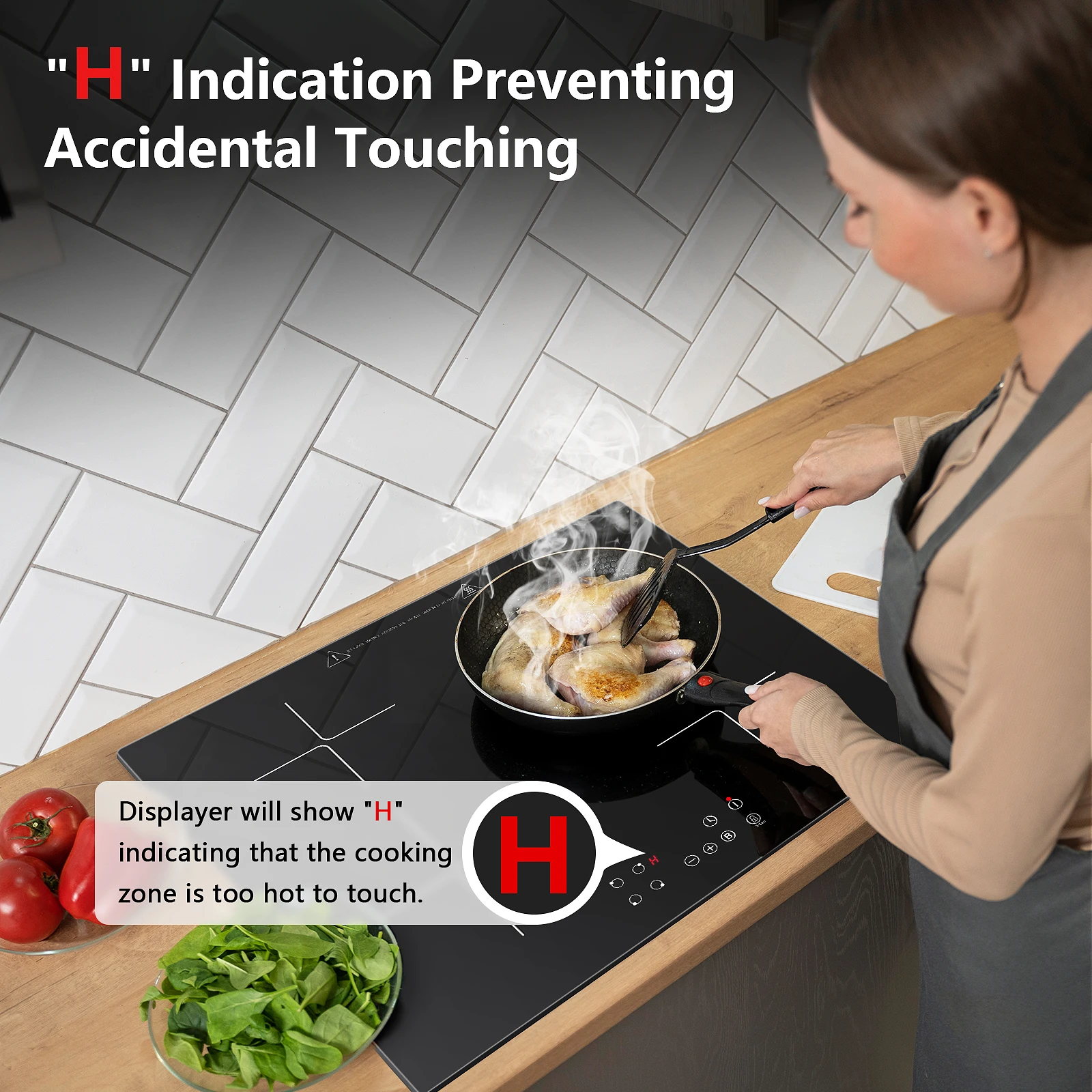 KICHPOWER 60 سم 4 لوحات تعمل باللمس 1-99 دقيقة الموقت التعريفي الفرن #4