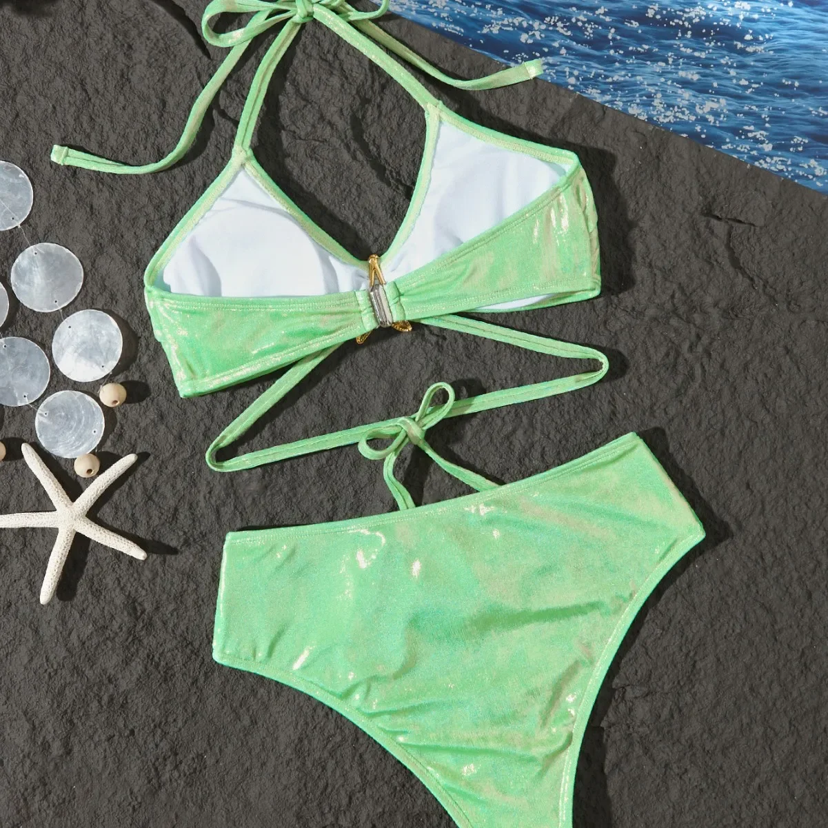 プッシュアップビキニ 2025 セクシーな女性水着水着女性ハイカット固体ビキニセット Biquini 水着水泳スーツ