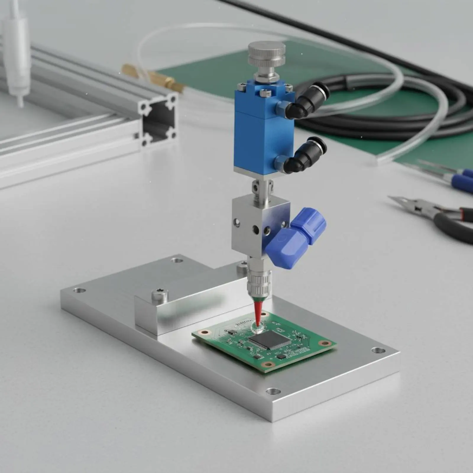Double Liquid Glue Valve Multi-Material Use Pneumatic Dispensing Valve Glue Spray Nozzle Easy to Install Industrial Equipment