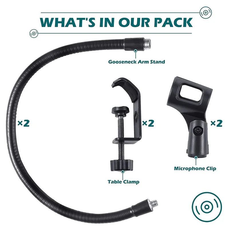 ABJG-2 шт. Регулируемая подставка для микрофона Гибкая настольная подставка на гибкой стойке Настольный зажим для записи