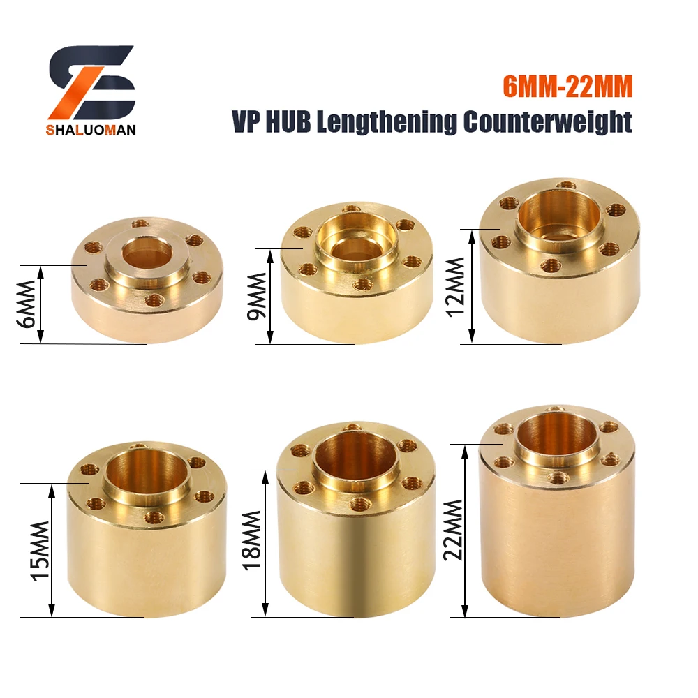 Shaluoman 1,9 2,2 VP Hub adaptador de cubo hexagonal de rueda de latón de contrapeso ampliado para coche trepador de control remoto Axial SCX10