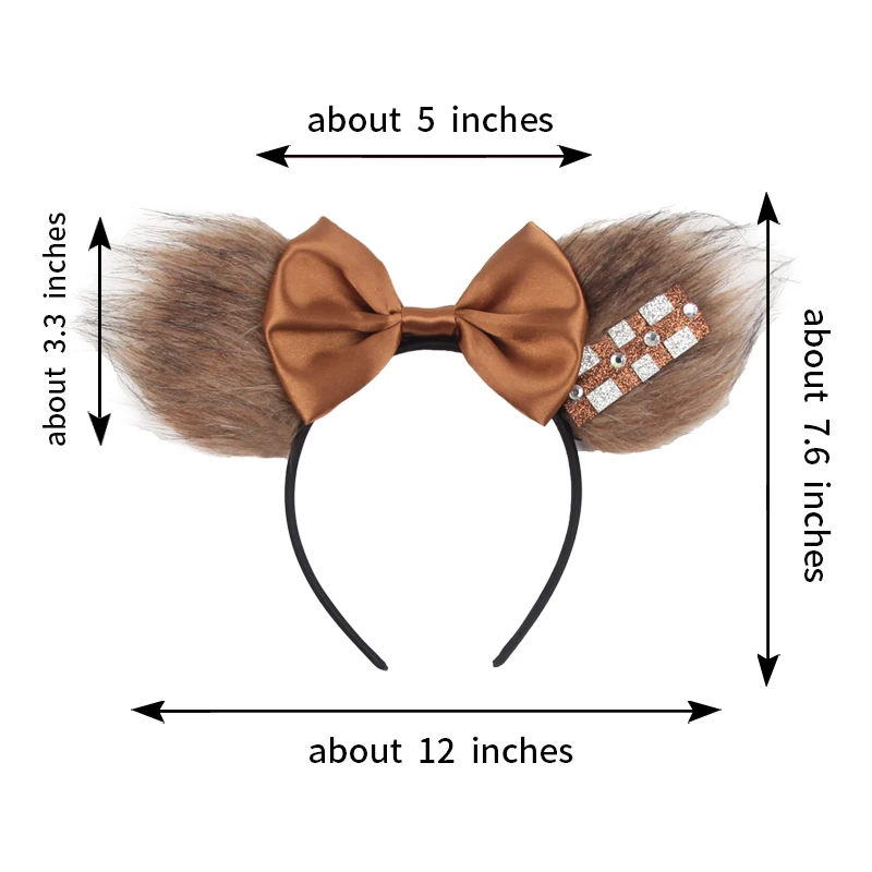 美女と野獣のマウスの耳のヘッドバンド、茶色のヘアアクセサリー、フェスティバルパーティーの帽子、男の子と女の子のギフト、新しいファッション、5インチ