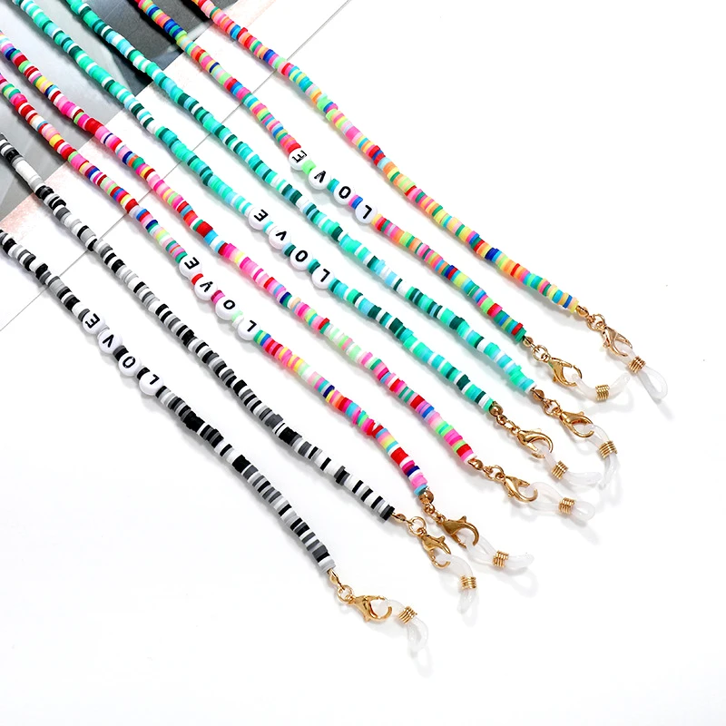 

Fashion Colorful Beads Glasses Chain For Women Soft Pottery Mask Lanyard Sunglasses Holder Strap Eyewear Jewelry