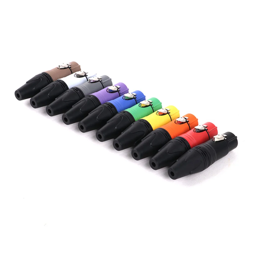 20pcs/10sets Colorful 3Pin XLR Female+Male Plug 3Poles XLR Socket Microphone Connector Cannon MIC Audio Cables Wire Connectors