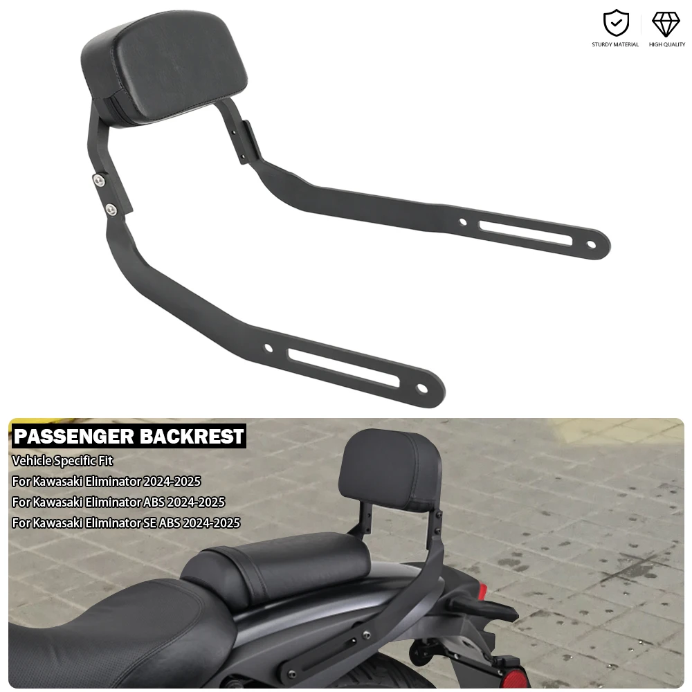 Motocycle Passenger Backrest Low Mini Sissy Bar - Black Fit For Kawasaki Eliminator 500 SE ABS 2024 2025 2026