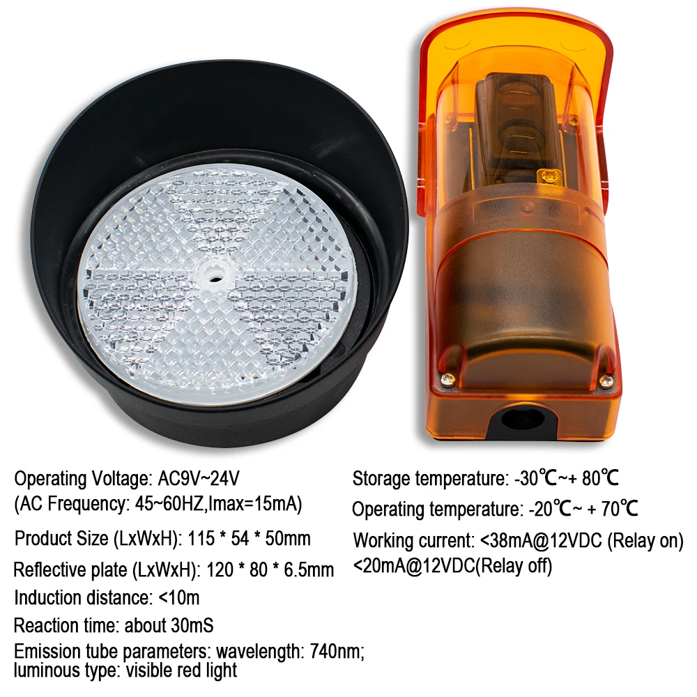 Sensor fotocélula reflexivo infravermelho 12-24v dc/ac 7m 12m para balanço deslizante abridor de porta de garagem segurança doméstica
