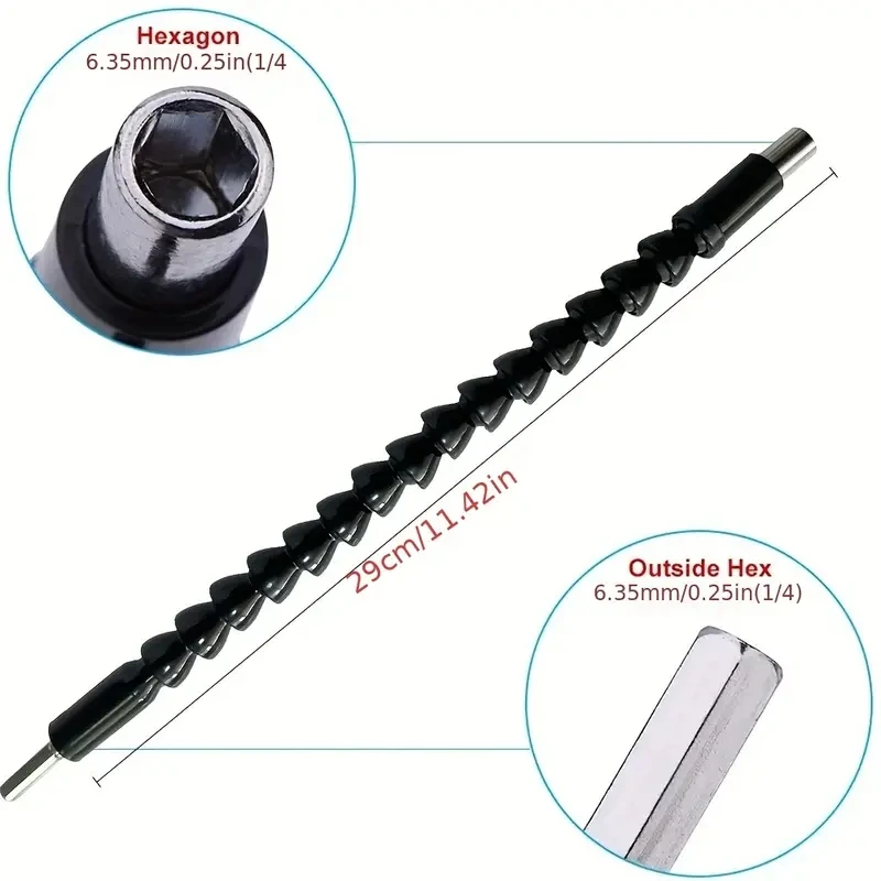 1 PC 295 มม.360 องศาไขควง BEND Universal ADAPTER EXTENSION Rod เจาะบิตเพลาแบบยืดหยุ่นไฟฟ้ามือเจาะเครื่องมือ