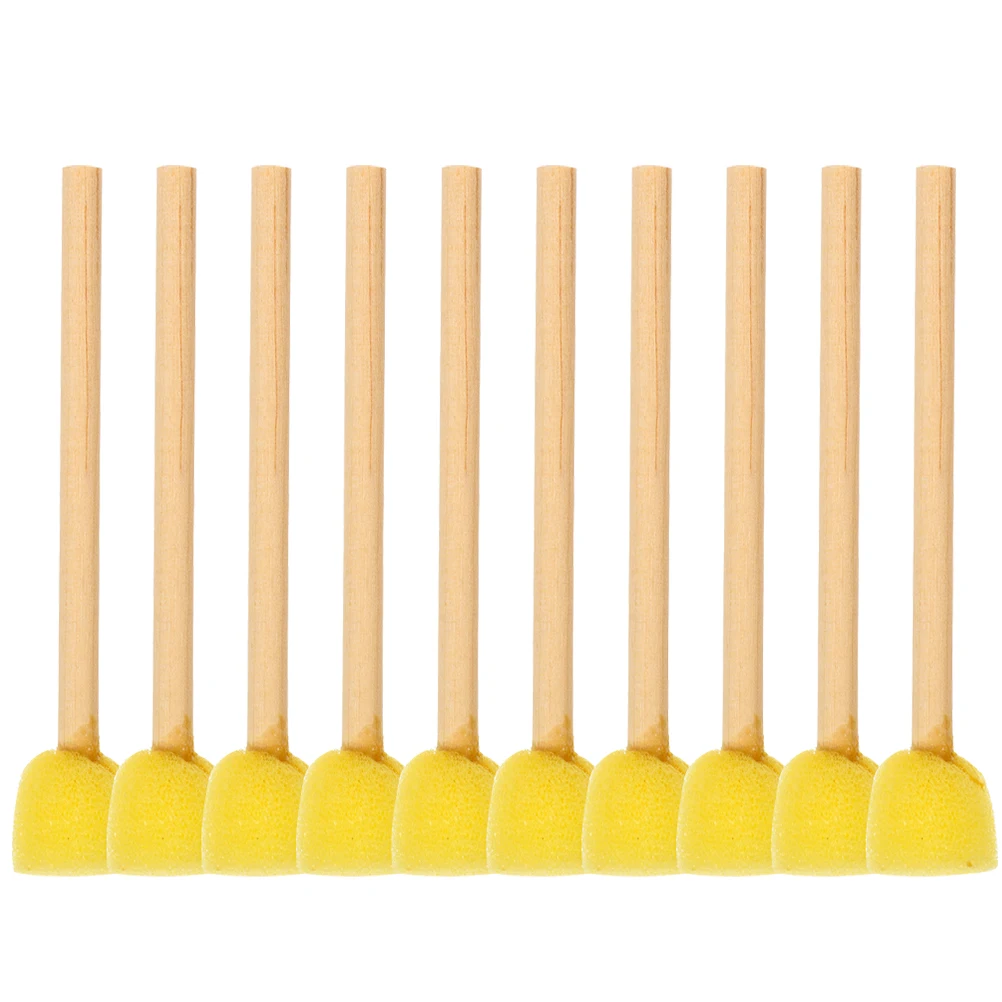 

10pcs Painting Sponge Round Wood Handles Paint Sponges 1.5cm DIY Crafts Kids Tools Foam Brushes Wooden Handle