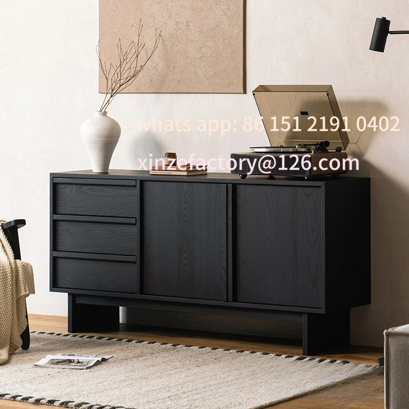 

Customizable ash wood black sideboard simple, modern