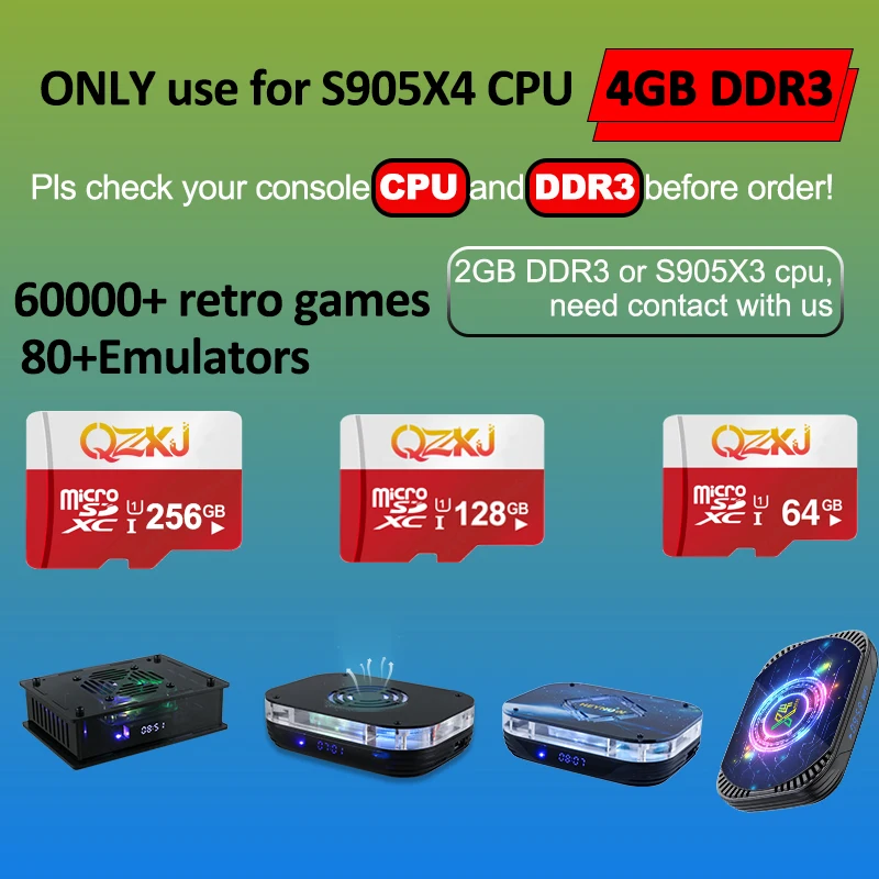 Game System Card Emuelec4.6 with 97000+ Games 80+Emulators Plug and Play TF Card Support X Max Plus/X4 Max/HNX4/X4 Mini