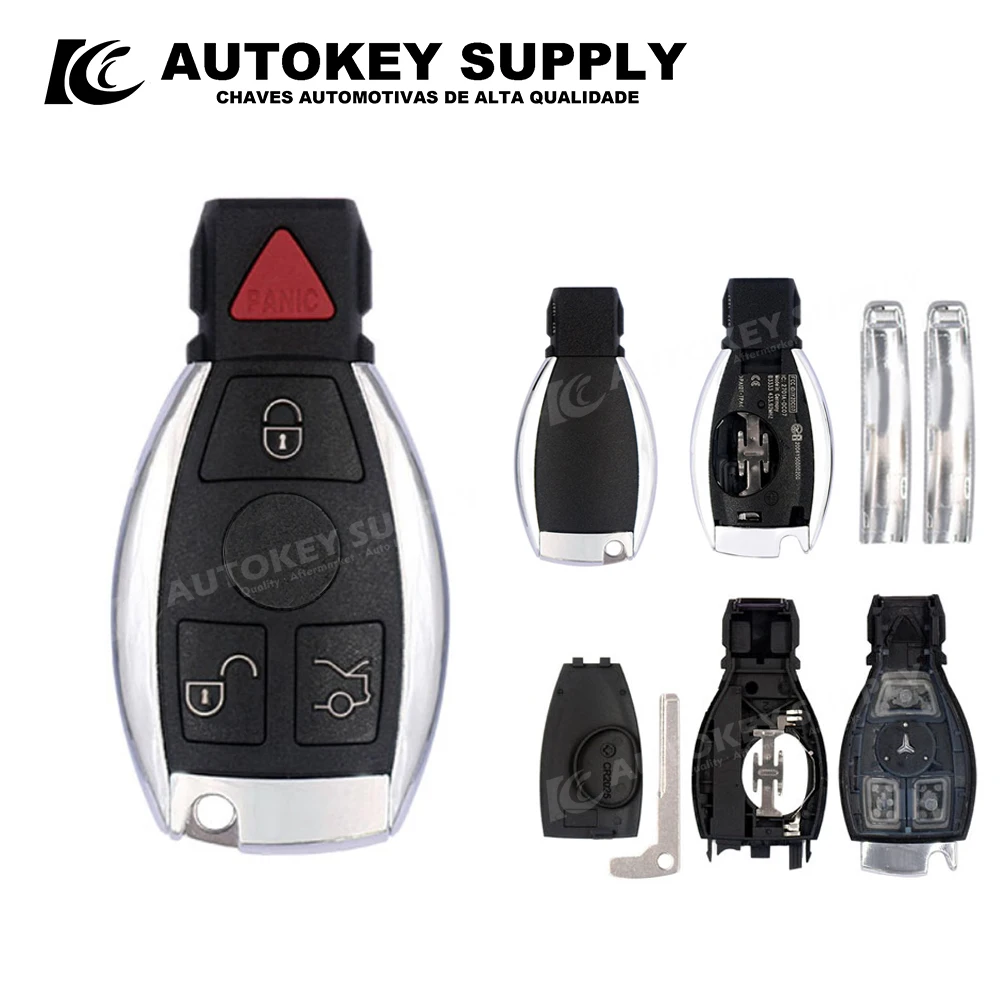 ForBenz Single Battery Smart Card Key Shell 3+1 Button With Logo  AutokeySupply AKBZS227