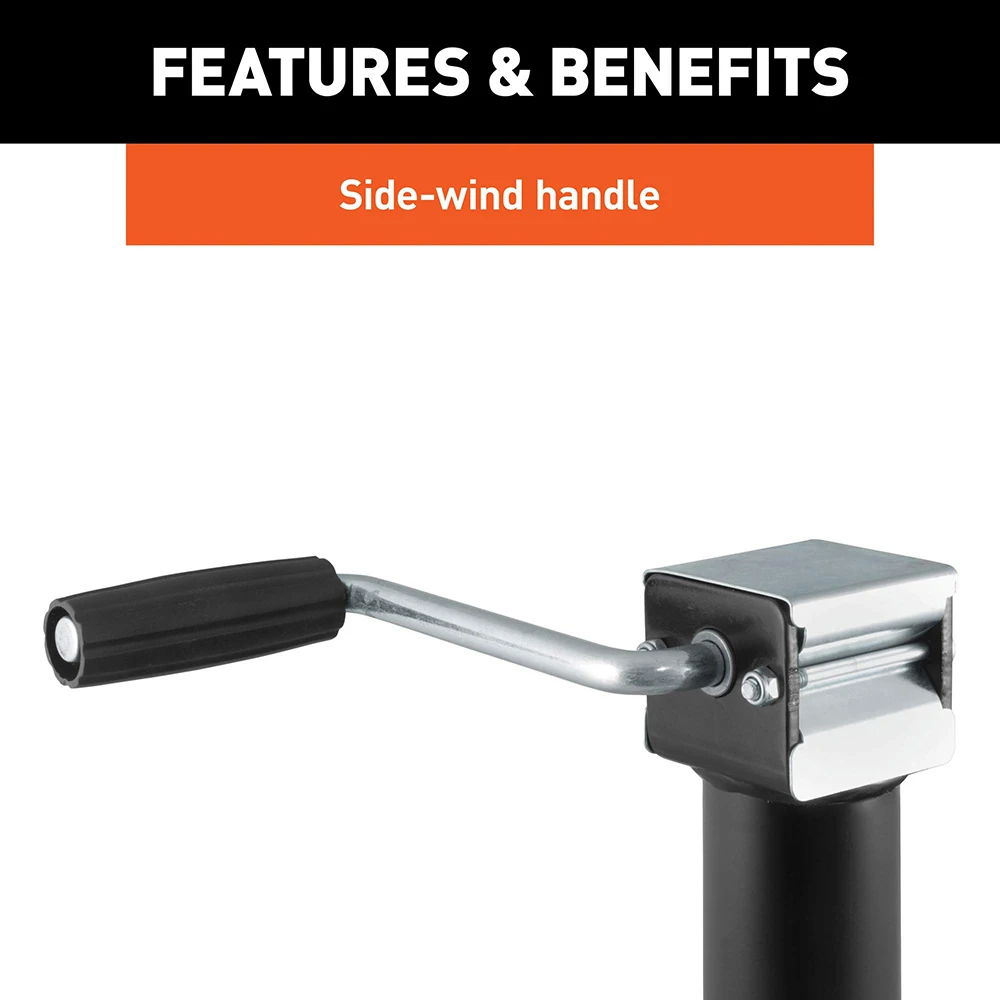 Weld-On Bracket-Style Swivel Trailer Jack 2000 lbs Support Capacity 10 Inches Vertical Travel Bolt-on Trailer Tongue Jack for RV