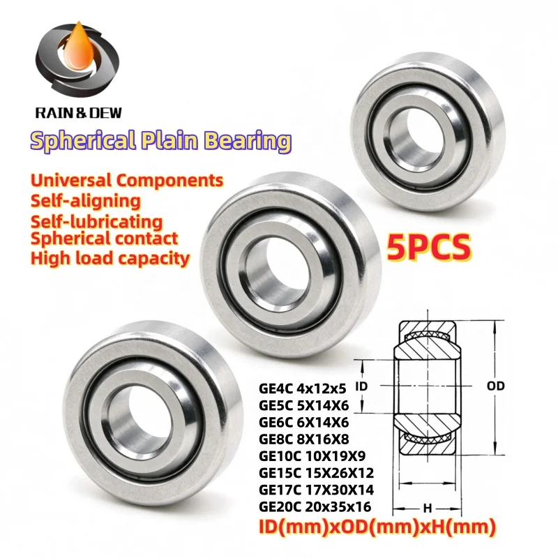 

5Pcs GE5C 5*14*6mm Self-lubricating Radial Spherical Plain Bearings For Voron 2.4 Voron Trident 3D Pinter Parts GE4C~GE20C