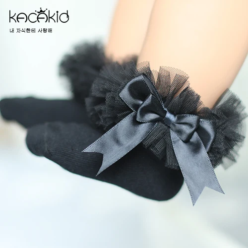 Kaus kaki pendek renda bayi perempuan musim semi kaus kaki katun bayi kaus kaki putri pita manis anak-anak 7 warna