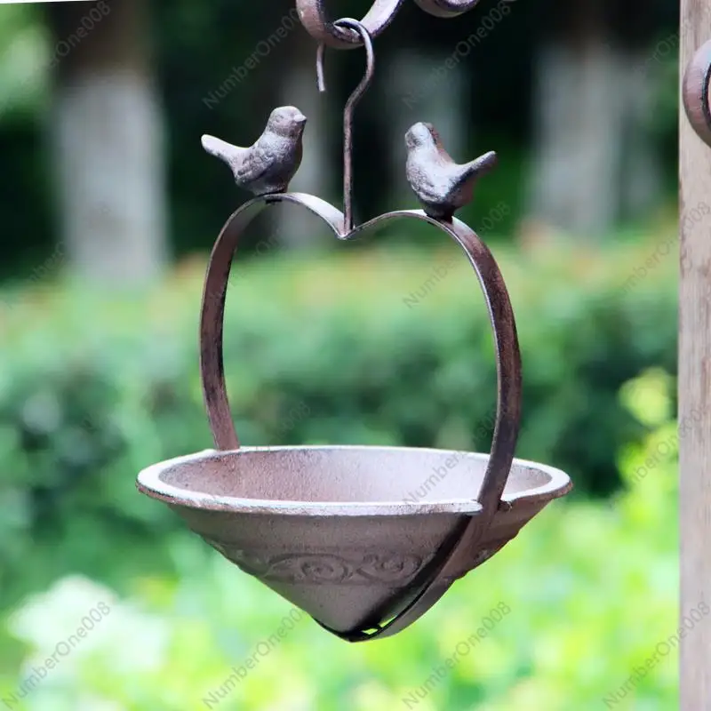 Retro wrought iron outdoor cast iron hanging bird feeder garden ornament decoration