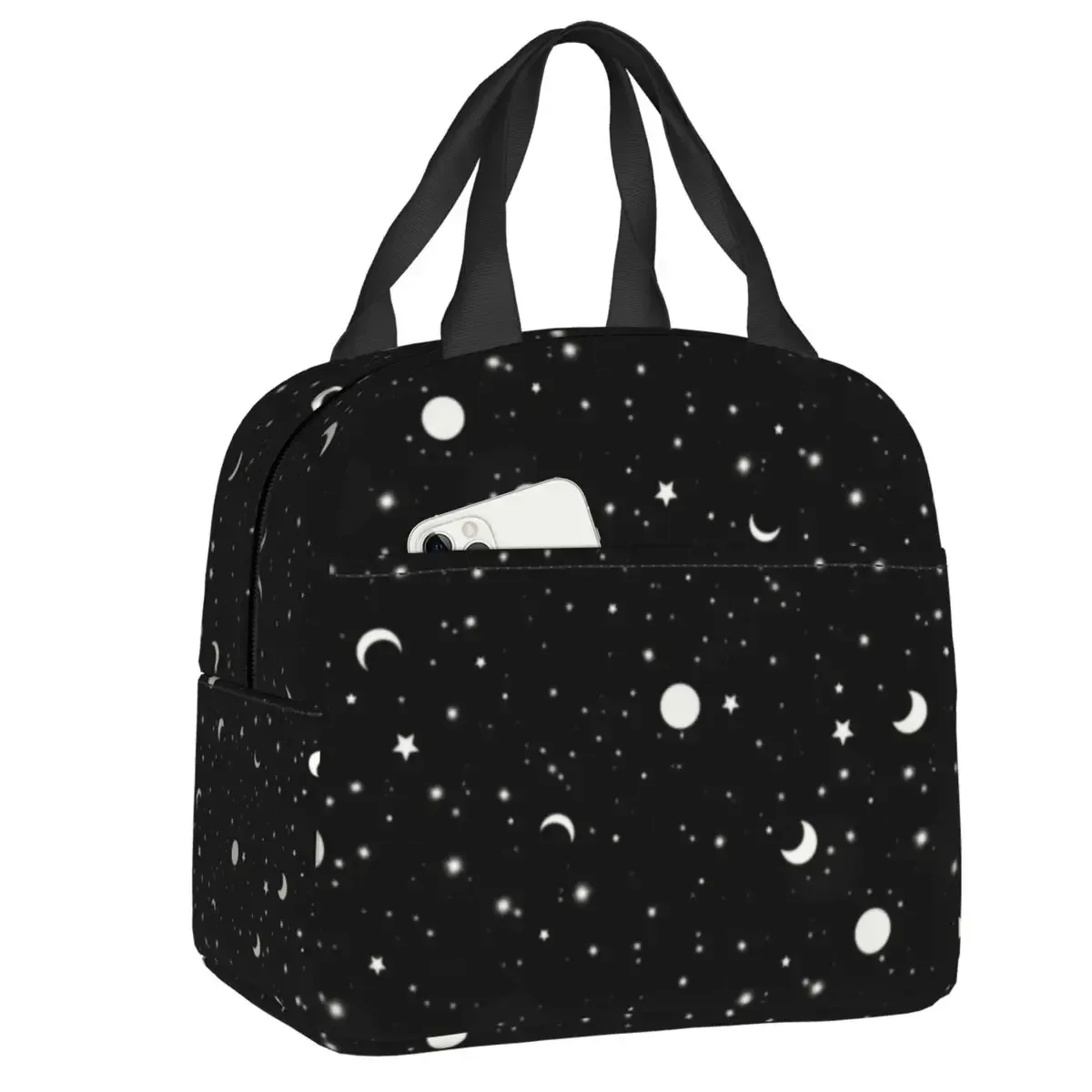 

Custom Black Space Universe Lunch Bag Men Women Cooler Thermal Insulated Lunch Boxes for Kids School