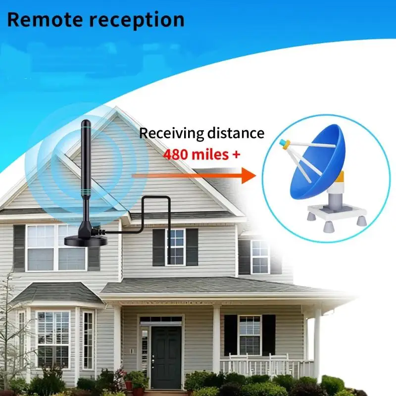 4K Signal Boost TV Antenna 1080P HD 480 Miles Long Range Magnetic Base VHF UHF DVB T2 for Indoor Outdoor Home