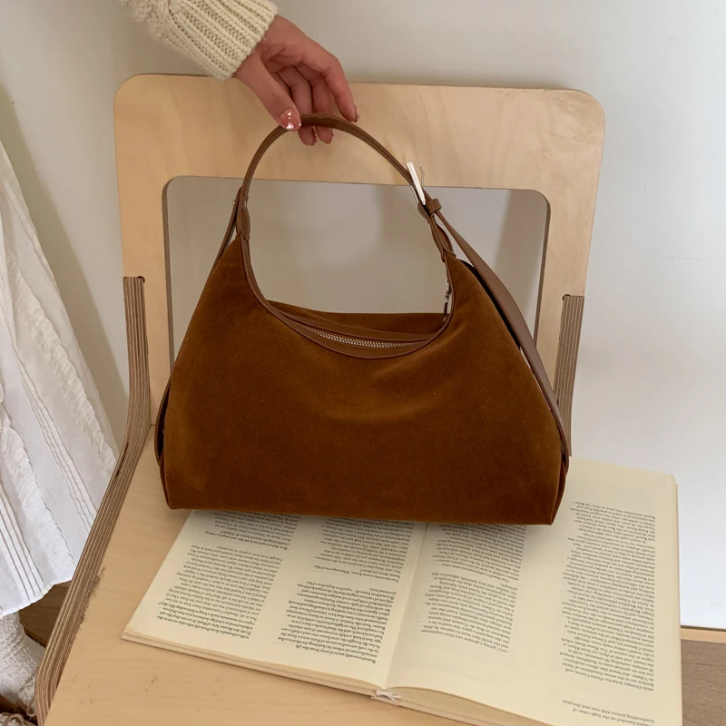 

Women's Faux Suede Leather Shoulder Bags Ladies Soft Large Crossbody Bag Female Design Luxury Lazy Commuting Handbag Tote Bag