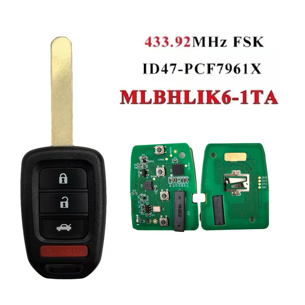 Jingxin 2/3/4BT MLBHLIK6-1TA/MLBHLIK6-1T PCF7961X ID47Chip Fernbedienung Autoschlüssel für Honda 2013-2015 CRV 2013-2017 Accord Civic – Detail 12