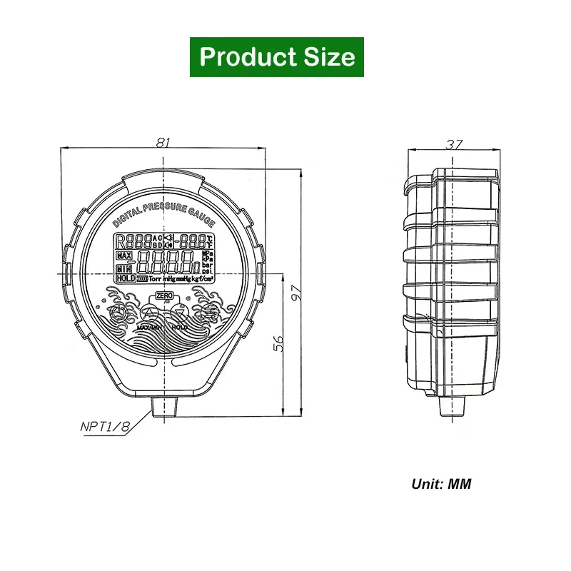 -0.1 ~ 5.0MPA manometro digitale per collettore Tester di refrigerazione misuratore di pressione del vuoto Tester HVAC pressione Freon