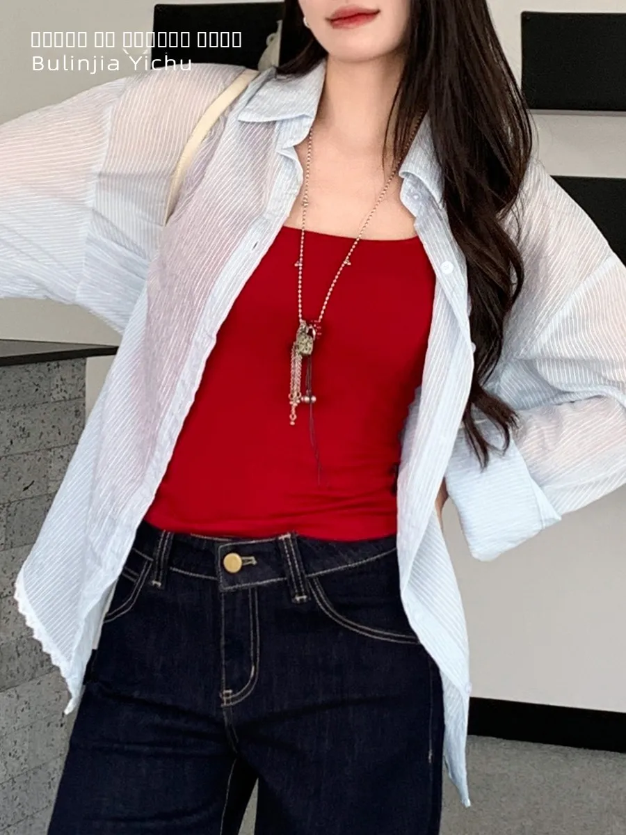 

Bling Home Korean Sle Striped irt Women's Spring Autumn New Hand Dn Embroidery Casual Top Coat Cotton Long Sve