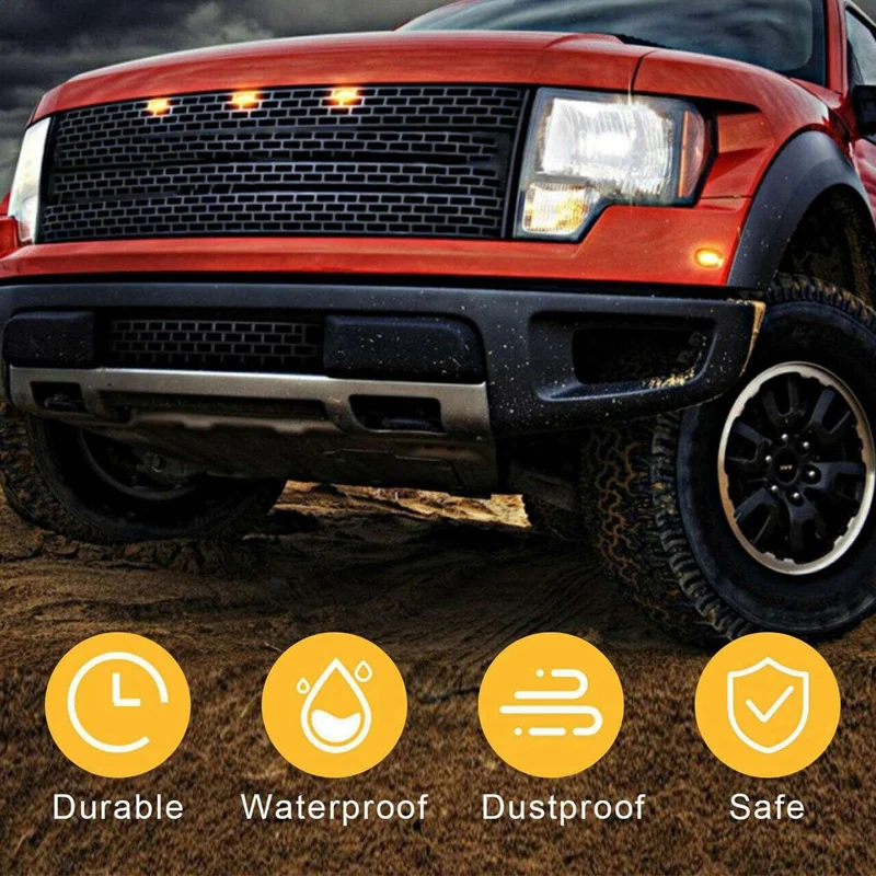 15X Smoked Lens Amber LED Front Grille Running Lights Lamps For Ford F-150 Raptor