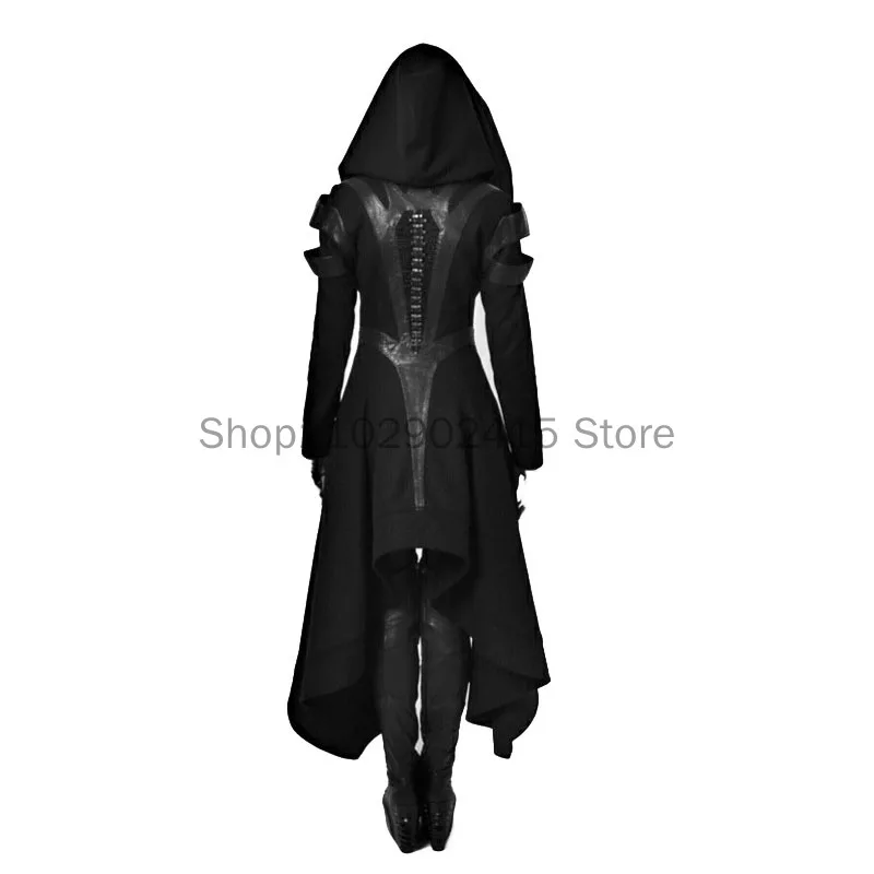 2023 New Women Vintage Steampunk Victorian Gothic Coat Jacket Lace Trim Bandage Medieval Halloween Cosplay Costume